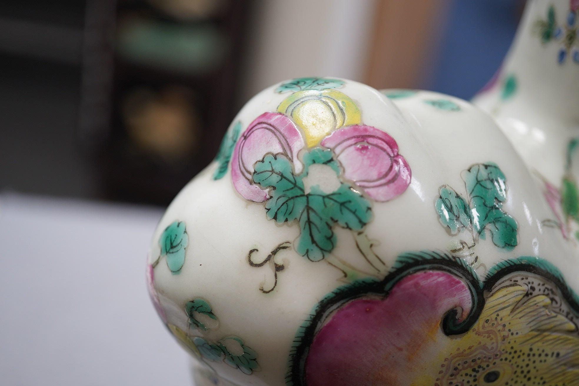 An unusual Chinese famille rose butterfly-shaped vase, late 19th century